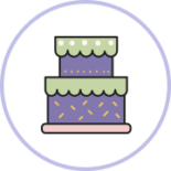 Purple cake with purple outline circle