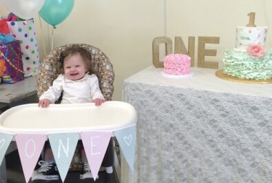 girl at her first birthday party