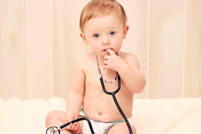 baby with a stethoscope