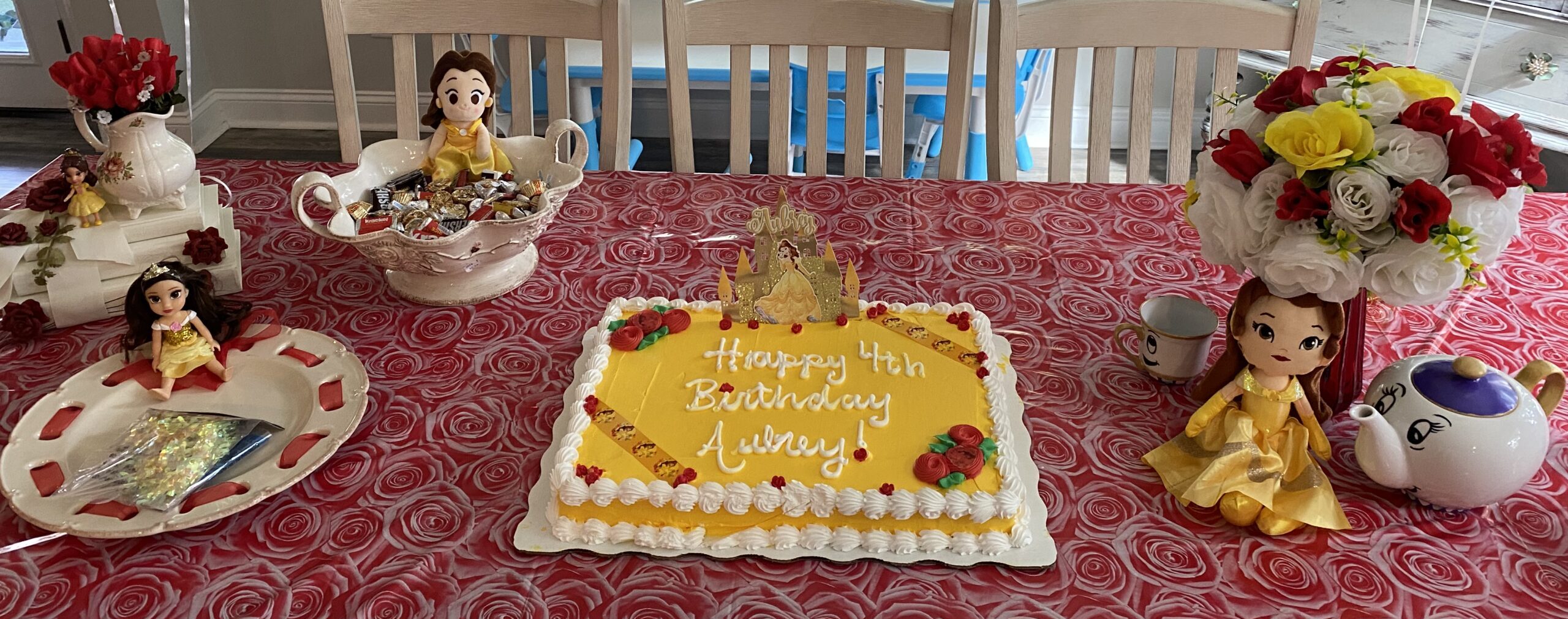 Beauty and the Beast cake and memorabilia