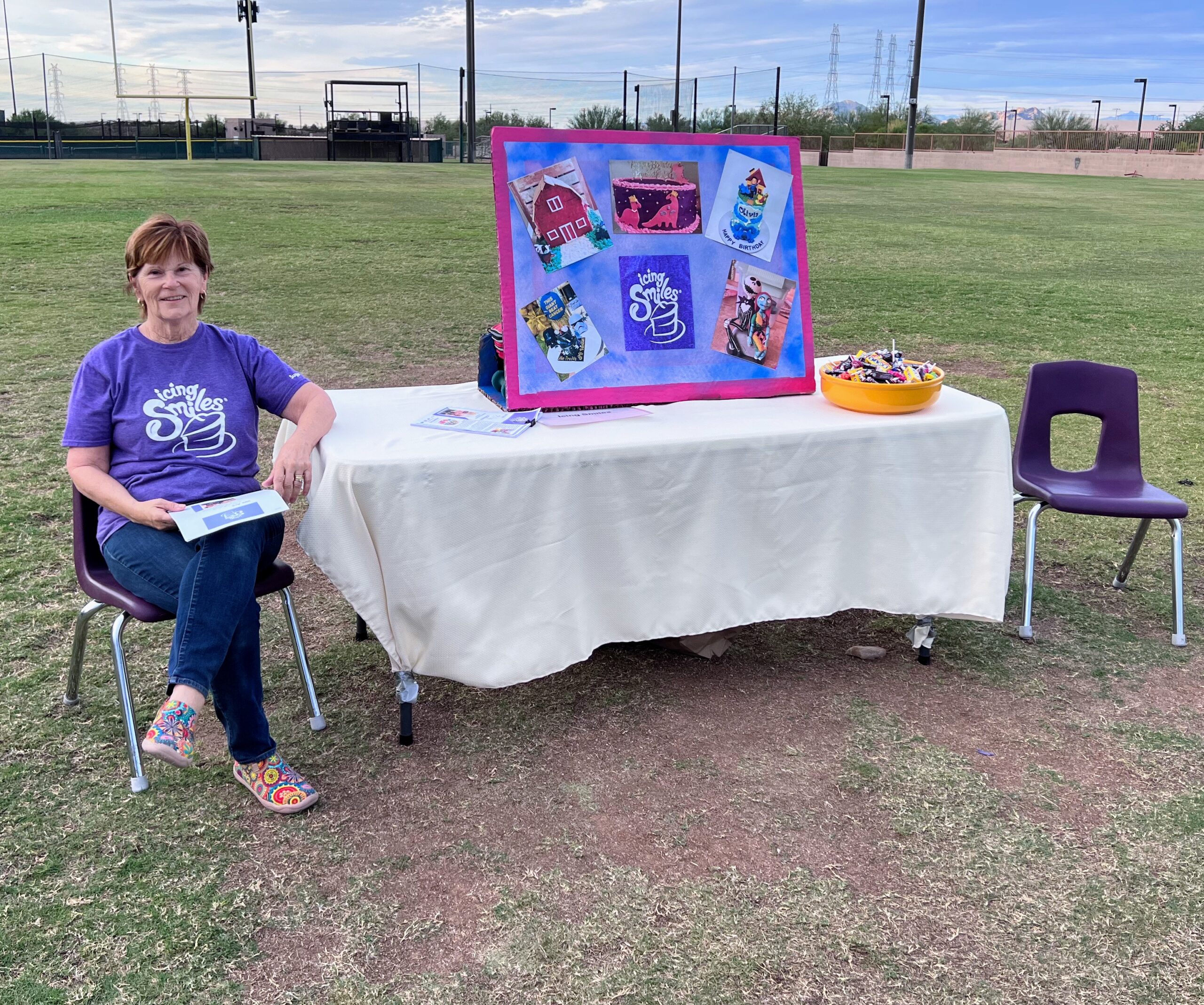 Icing Smiles display at a football field