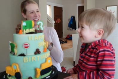 boy and mother with a custom cake