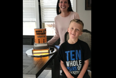 boy and mother with a custom cake