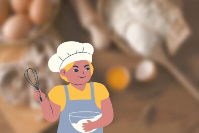 illustration of a chef with a mixing bowl and whisk