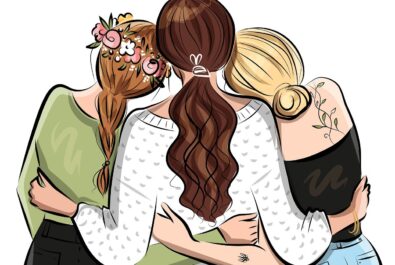 illustration of women hugging each other